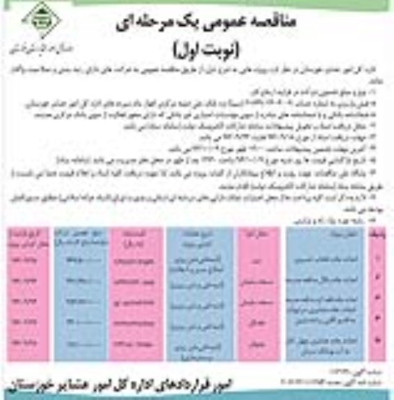 آگهی مناقصه عمومی یک مرحله ای,مناقصه احداث جاده تلخاب خسروی