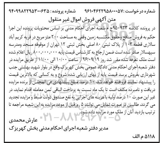 مزایده،مزایده زمین وقفی به مساحت 200 مترمربع