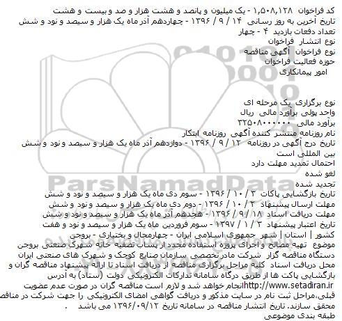 مناقصه , مناقصه تهیه مصالح و اجرای پروژه استفاده مجدد از پساب تصفیه خانه 