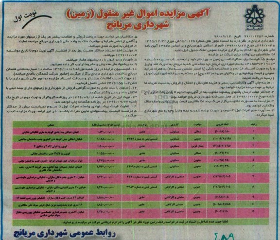 مزایده,مزایده اموال غیرمنقول زمین کاربری مسکونی صنعتی کارگاهی