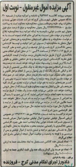 آگهی مزایده اموال غیرمنقول، مزایده تعداد شش عدد کانکس مستعمل...