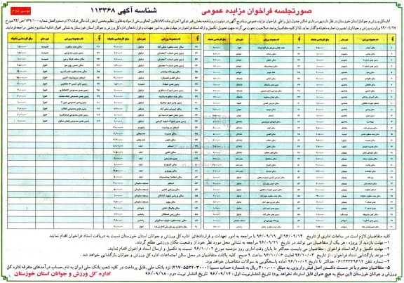 مزایده,مزایده واگذاری اماکن ورزشی ... نوبت دوم