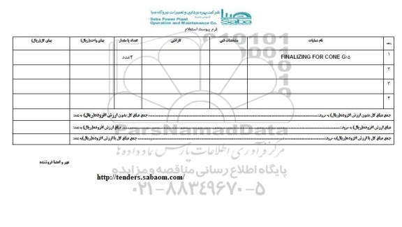 استعلام , استعلام   FINALIZING FOR cone g15
