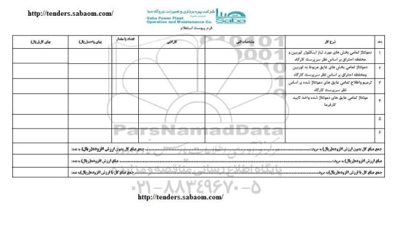استعلام, استعلام دمونتاژ تمامی بخش های مورد نیاز...
