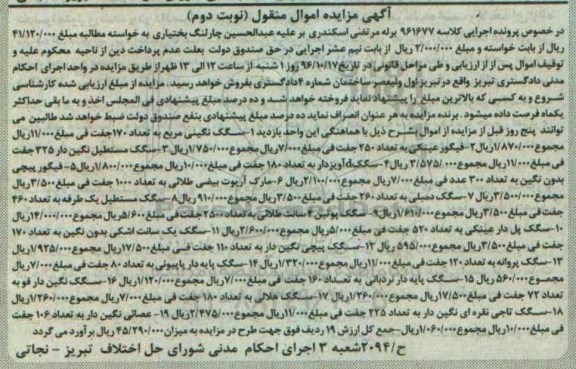 مزایده,مزایده انواع سگک  - نوبت دوم