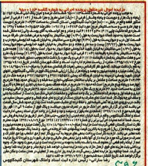 مزایده,مزایده ششدانگ پلاک ثبتی مساحت 204.33متر