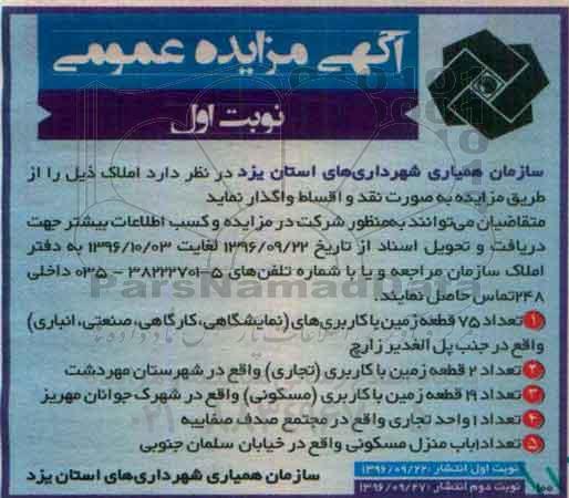 مزایده,مزایده واگذاری تعداد 75 قطعه زمین کاربری های نمایشگاهی ..