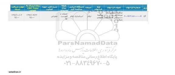 مناقصه ,مناقصه راه دسترسی به بازارچه 
