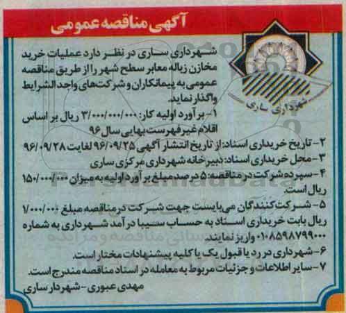 آگهی مناقصه عمومی, مناقصه عملیات خرید مخازن زباله معابر سطح شهر