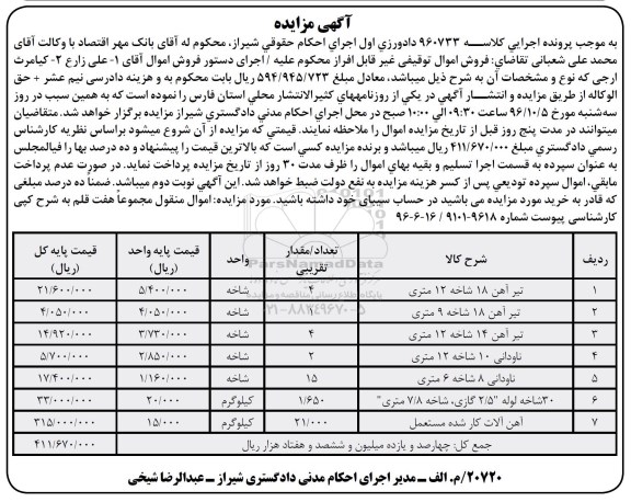 مزایده, مزایده تیرآهن ....