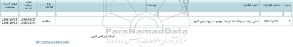 فراخوان تامین ترانسمیترهای فشار مدل روزمونت پتروشیمی کارون