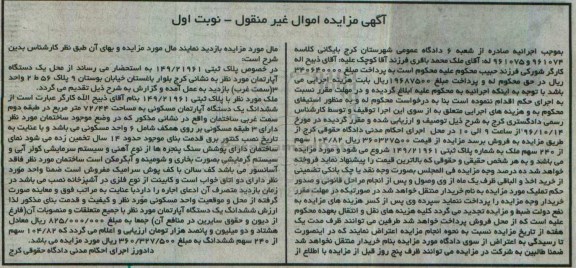 مزایده,مزایده آپارتمان مساحت 72.44مترمربع