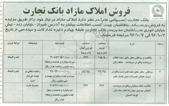 مزایده,مزایده فروش املاک مازاد بر نیاز