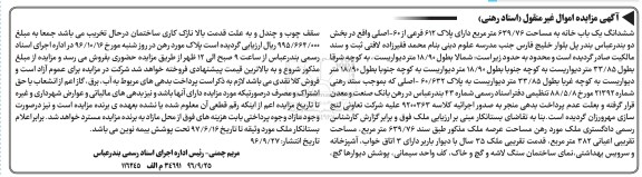مزایده,مزایده ششدانگ یکباب خانه مساحت 639.76متر 