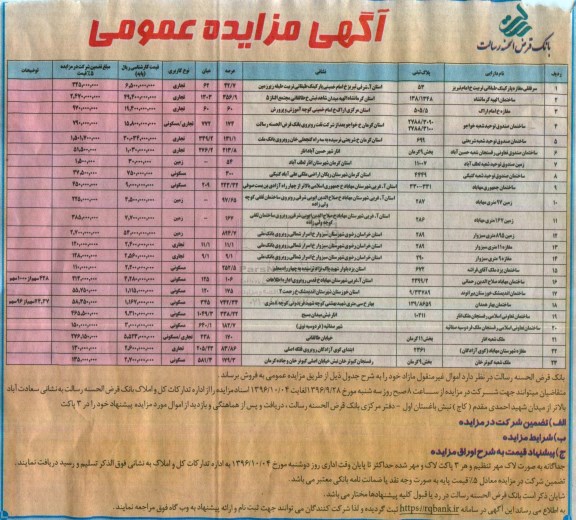 مزایده,مزایده فروش اموال غیرمنقول مازاد کاربری تجاری مسکونی زمین