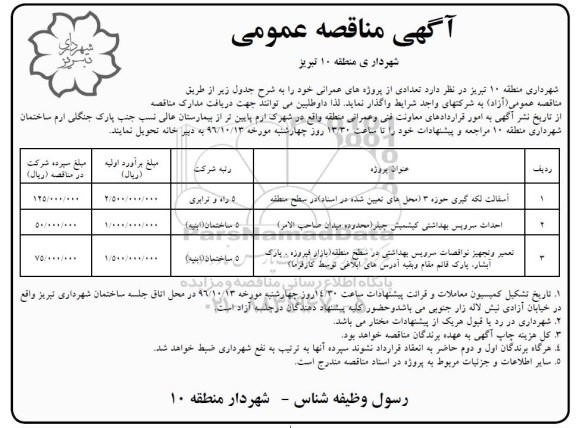 آگهی مناقصه عمومی ، مناقصه آسفالت لکه گیری حوزه 3....