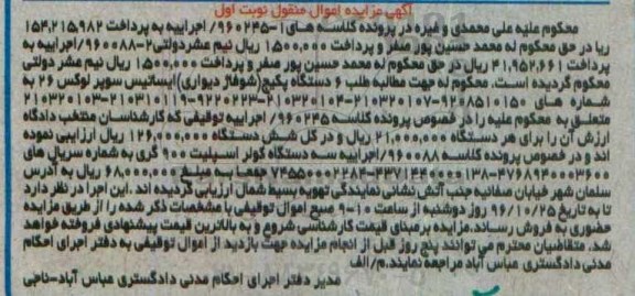 آگهی مزایده اموال منقول، مزایده 6 دستگاه پکیج (شوفاژ دیواری)