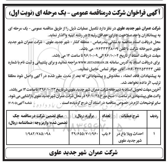 مناقصه,مناقصه احداث ویلا باغ ...