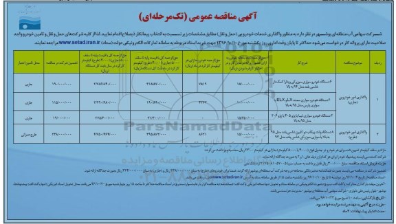 واگذاری خدمات خودرویی (حمل و نقل)