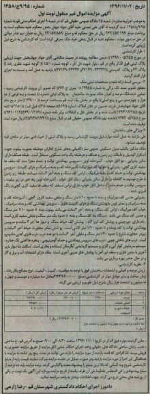 مزایده,مزایده ششدانگ ملک بصورت ساختمان عرصه 139.00متر 