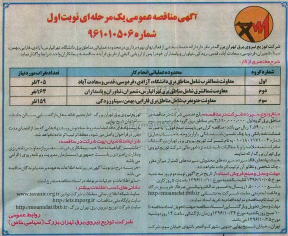مناقصه,مناقصه ارائه خدمات بخشی از فعالیتهای بهره برداری ...