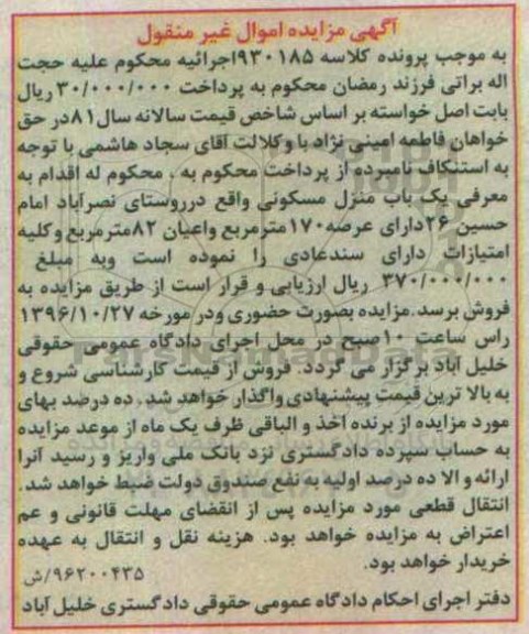 مزایده,مزایده منزل مسکونی عرصه 170 متر