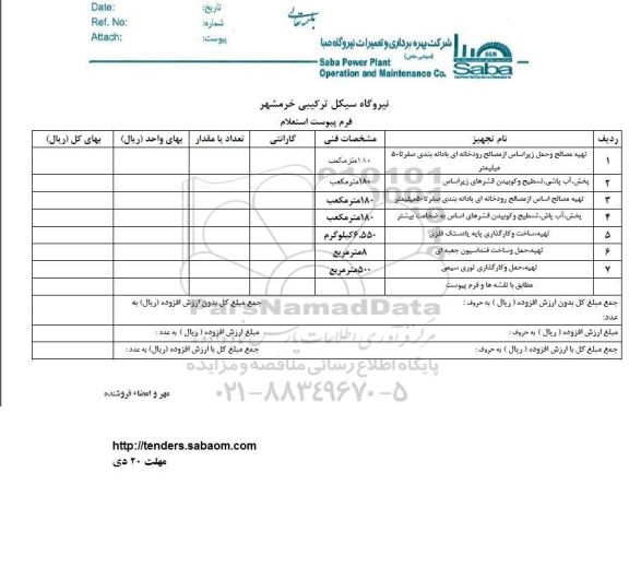 استعلام , استعلام تهیه مصالح و حمل زیر اساس و ...