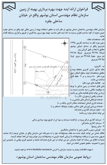 فراخوان, فراخوان ارائه ایده جهت بهره برداری بهینه از زمین