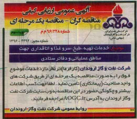 آگهی ارزیابی کیفی مناقصه گران ، مناقصه خدمات تهیه، طبخ، سرو غذا و اتاقداری - نوبت دوم 