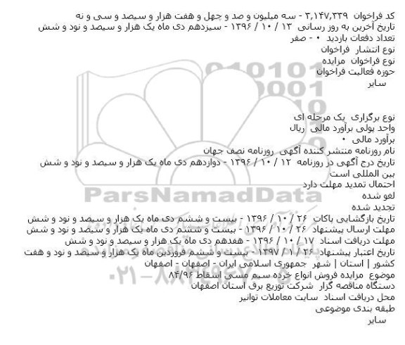 مزایده,مزایده فروش انواع خرده سیم مسی اسقاط