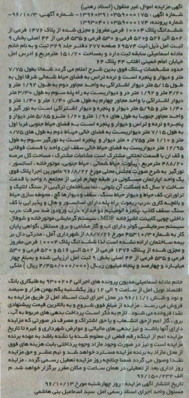 مزایده,مزایده ششدانگ پلاک 10004 فرعی بخش نه ثبت آمل