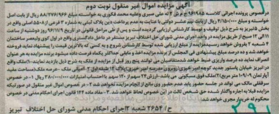 مزایده,مزایده ملک عرصه آپارتمان 109/09 مترمربع