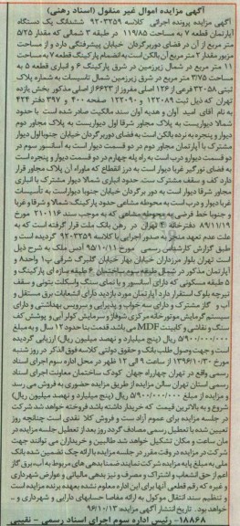 مزایده,مزایده ششدانگ آپارتمان قطعه هفت 119.85متر