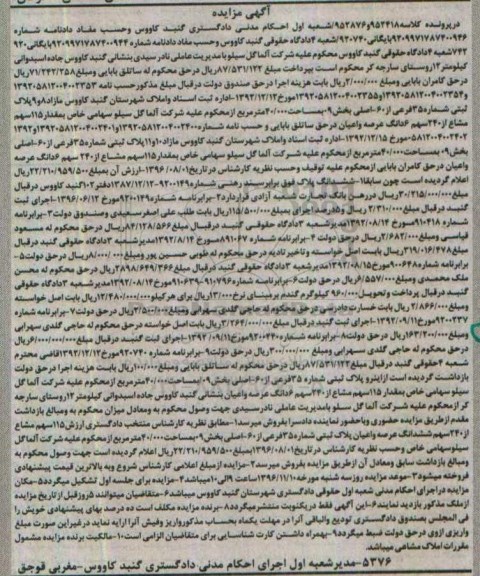 مزایده,مزایده مازاد 8 و نه پلاک ثبتی بخش نه