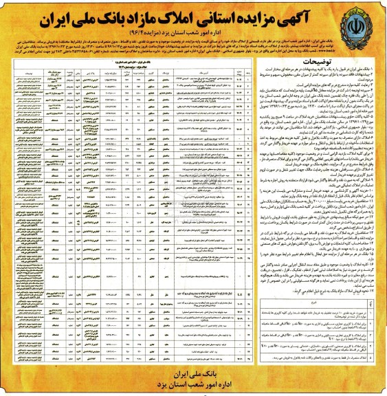 مزایده,مزایده فروش قسمتی از املاک مازاد نقد اقساط با شرایط مختلف