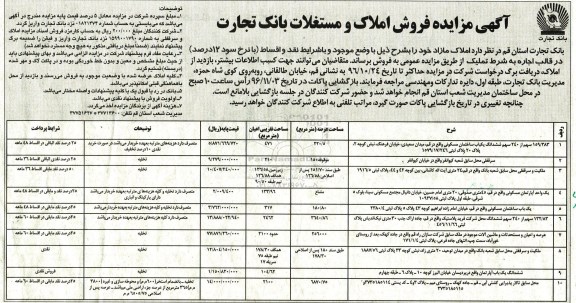 مزایده,مزایده فروش املاک مازاد نقد و اقساط