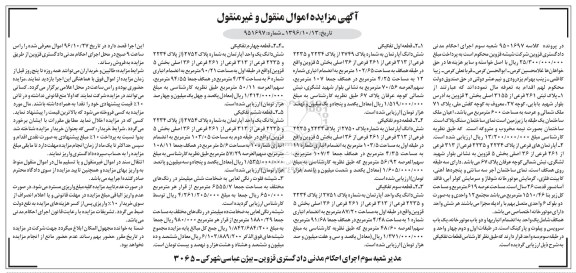 مزایده,مزایده پلاک ثبتی 261 فرعی از 3155 اصلی