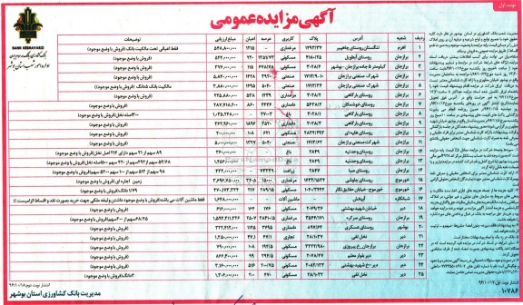 مزایده,مزایده فروش املاک نقد و اقساط