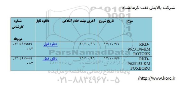 استعلام, استعلام ROTORK و ... 