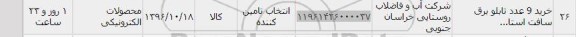 استعلام, استعلام خرید 9 عدد تابلو برق...
