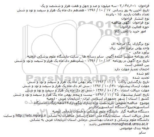 مناقصه, مناقصه خرید، نصب و راه اندازی و نگهداری پنج دستگاه آسانسور تخت بر و...