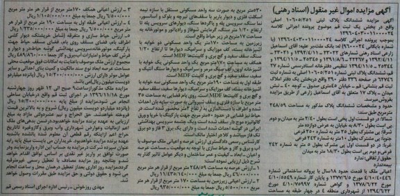مزایده,مزایده ششدانگ پلاک ثبتی مساحت 248.59متر