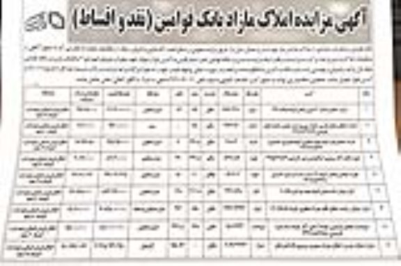 مزایده ,مزایده املاک مازاد بانک قوامین نقد و اقساط 