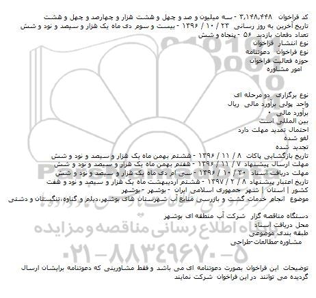 دعوتنامه انجام خدمات گشت و بازرسی منابع آب شهرستانها