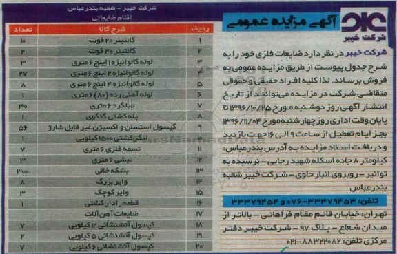 مناقصه, مزایده فروش ضایعات ....