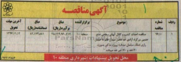 مناقصه ، مناقصه احداث کندرو و کانال آبهای سطحی