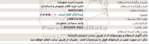 استعلام, استعلام  کلاه ایمنی 