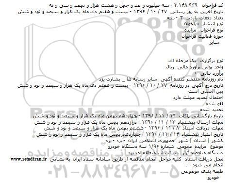 مزایده فروش سه دستگاه خودرو