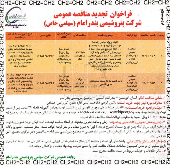 مناقصه ,مناقصه انجام پروژه طراحی، خرید و نصب و تست و راه اندازی پکیج کمپرسور اسکر - نوبت دوم 