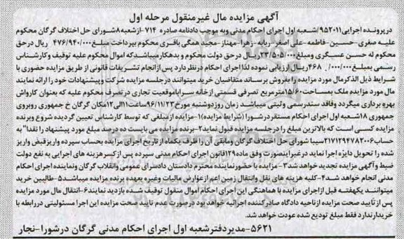 مزایده,مزایده ملک مساحت 15.60متر مرحله اول